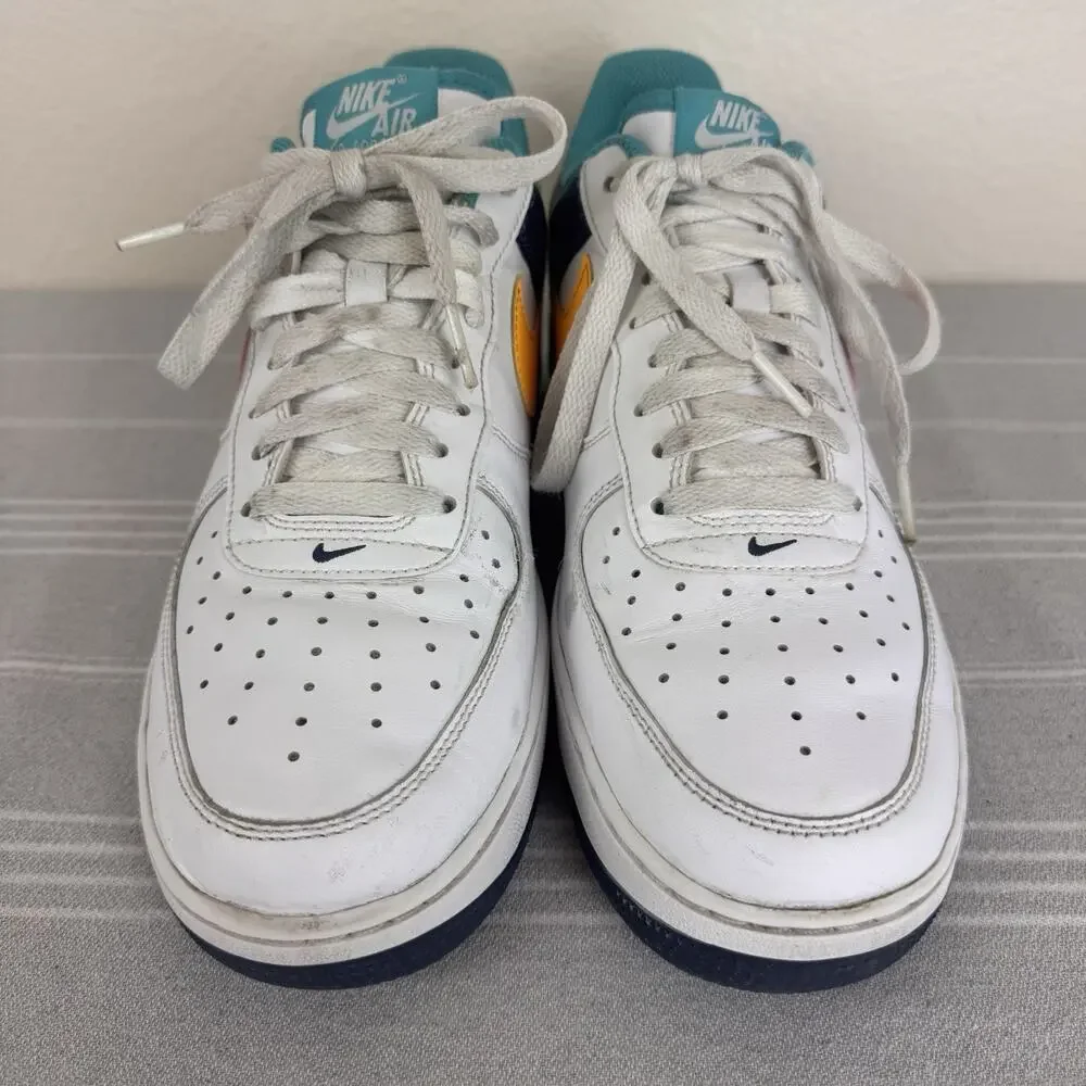 Nike Air Force 1 Low ‘07 90s Leather Athletic Sneakers Neon Pack White Multi 9.5
